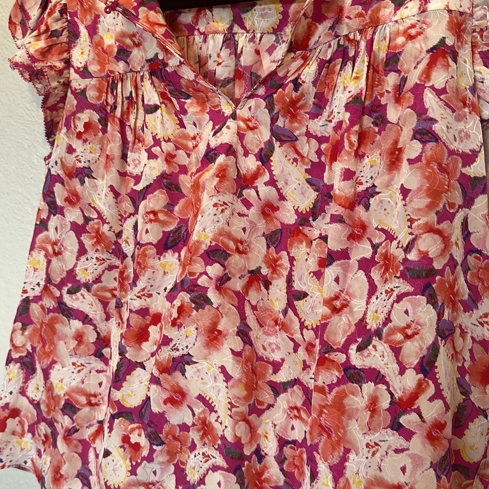 ba&sh Derick Floral Ruffle-Shoulder Top Size xs - Picture 9 of 10